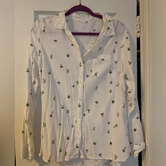 Succulent pattern button down shirt - Picture 1 of 5